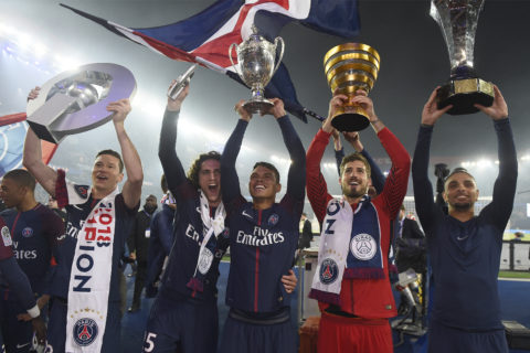 Célébration PSG (PSG vs Rennes, Paris, FRANCE, 2018) Copyright JEAN-MARIE HERVIO